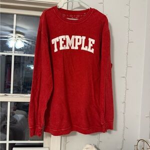 Red Thick Temple College Long Sleeve (Cordoroy)